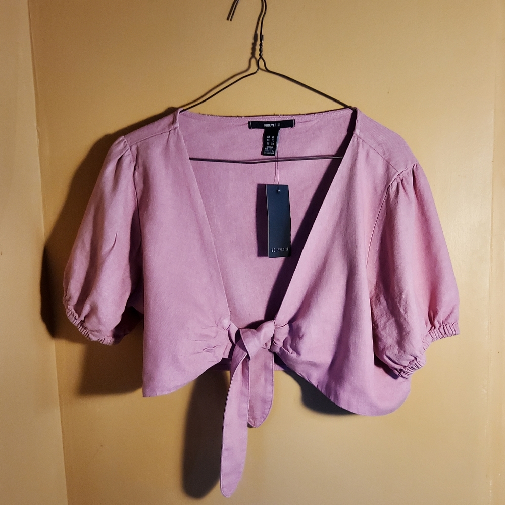 Forever 21 Pink Cropped Top 💓 Tie Front